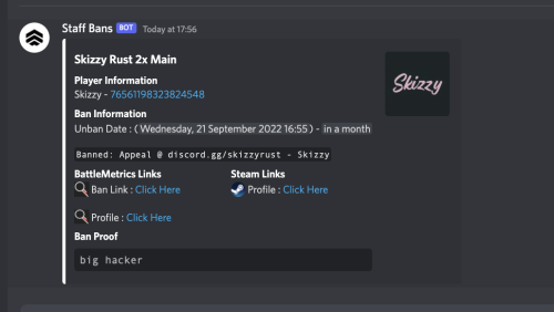 Rust - Battlemetrics Bans to Discord - Discord Bots - Codefling
