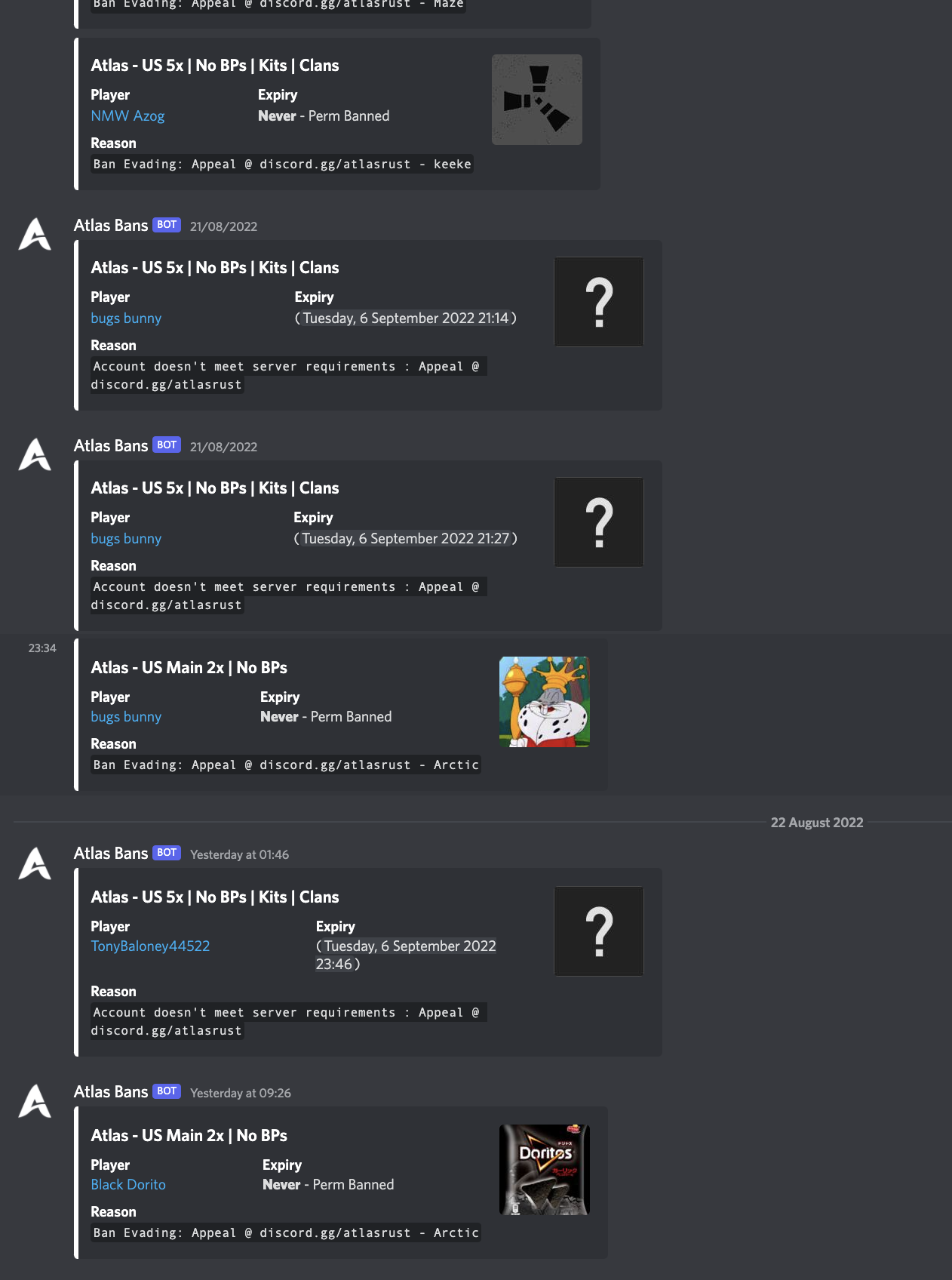 GitHub - JosticeMan/BattlemetricsBot: Discord Bot that retrieves and  displays information from the popular game-server analytic site,  Battlemetrics.