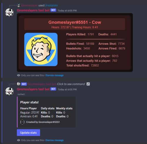 More information about "Gnomeslayers Rust Stats Bot."