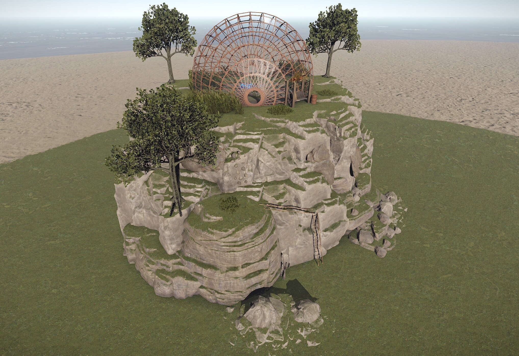 Cliff Top Glass Sphere Build Area