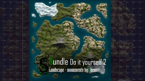 More information about "Make yourself map BUNDLE 2 | Landscape + 25 custom monuments + 3 packs with places to build a base + FINISHED MAP"