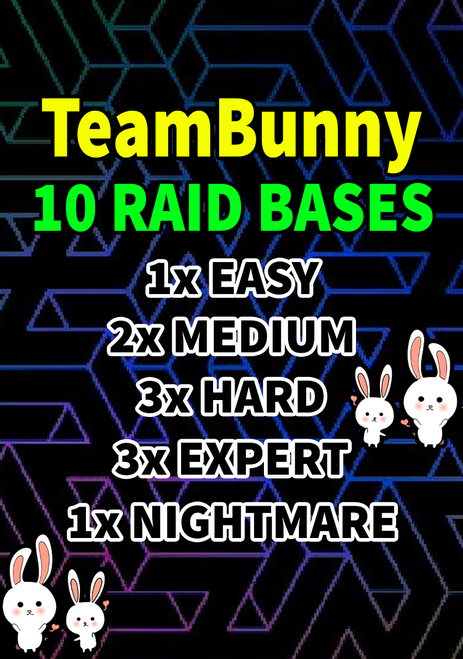 10 Raidable Bases - TeamBunny Pack #1