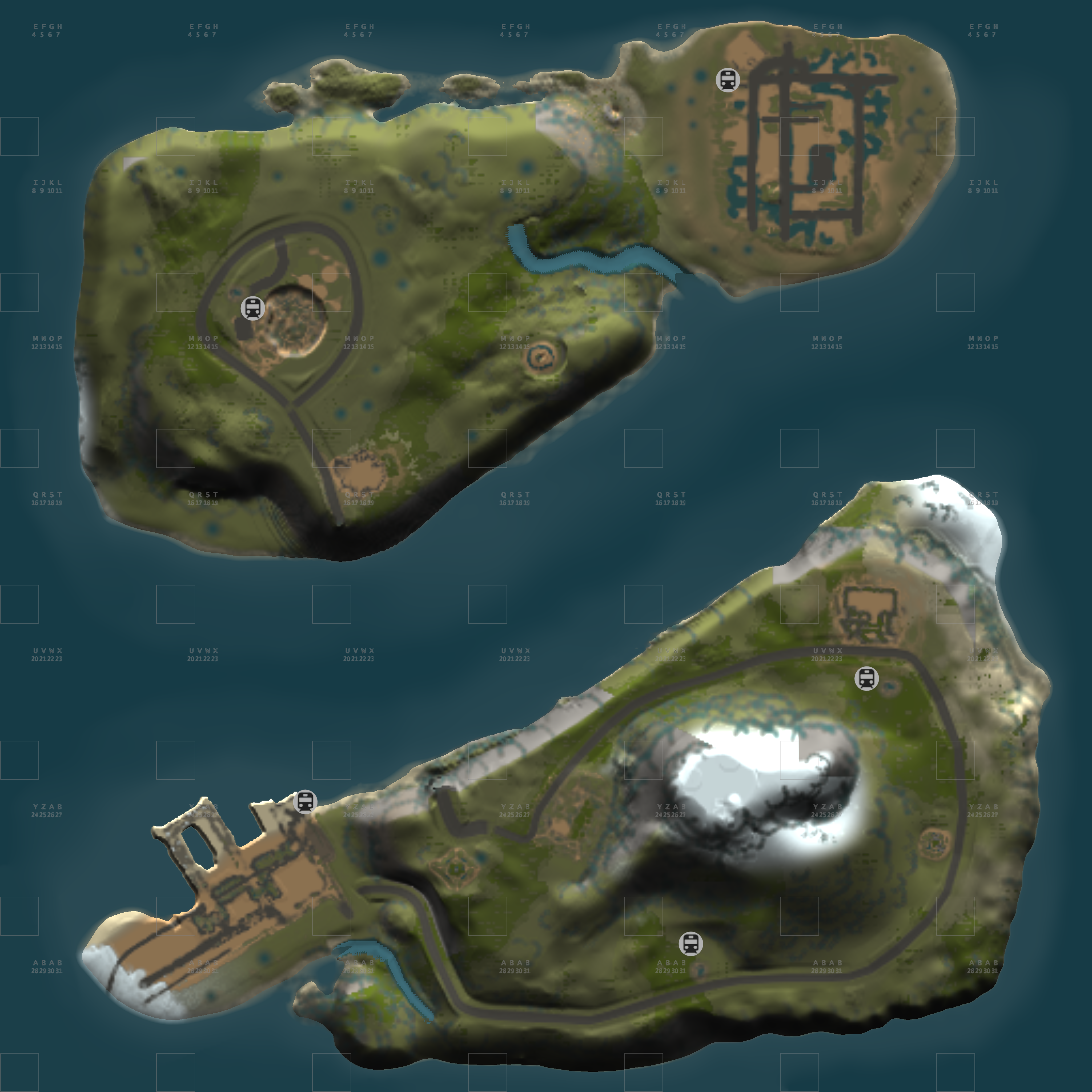 Twin Islands 1 Grid Map 1K