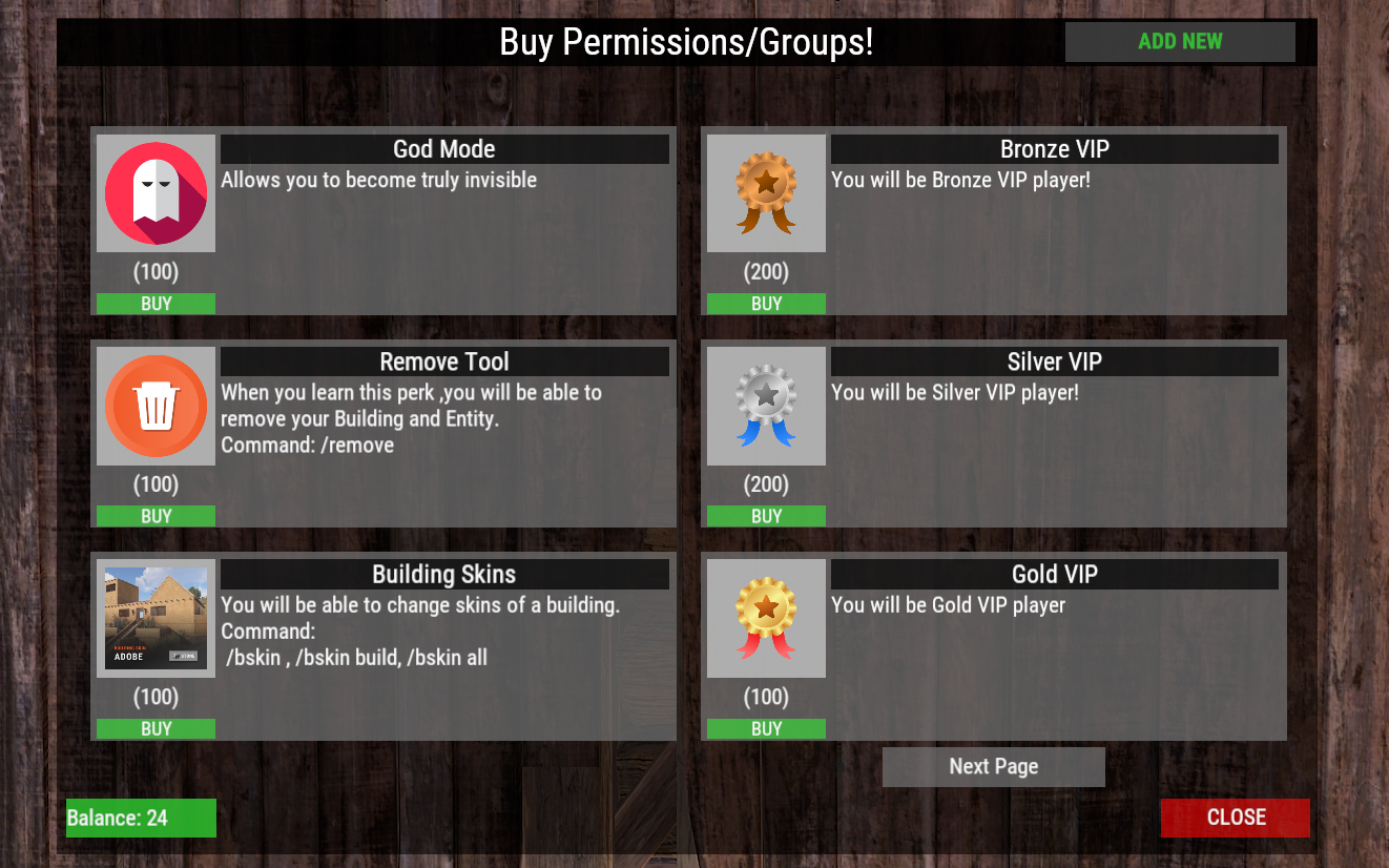 Permission/Group Shop