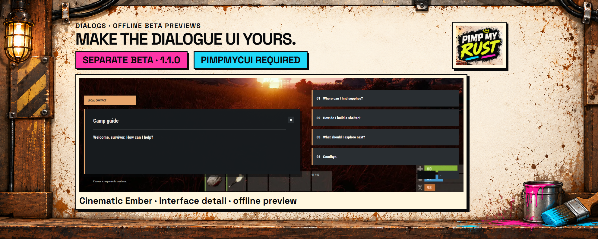 Separate Dialogs PimpMyCUI beta — offline interface detail