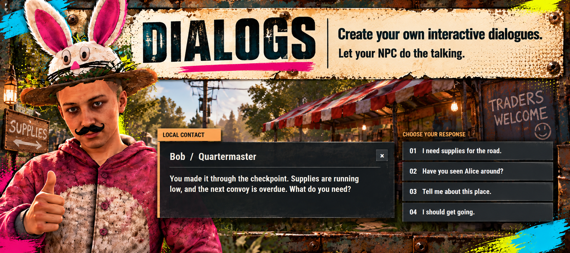 Dialogs — branching NPC conversations