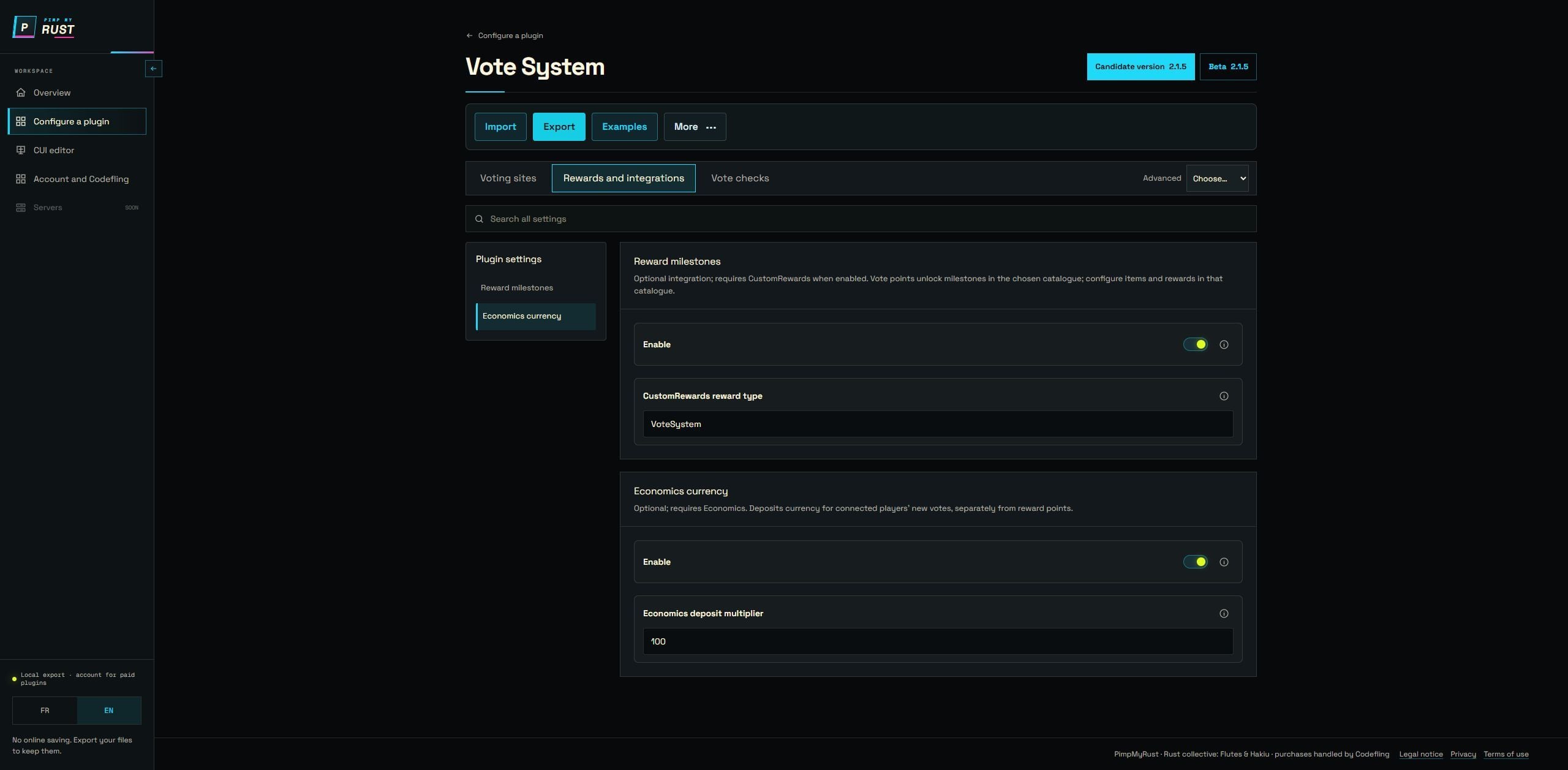 VoteSystem points and integrations — browser capture