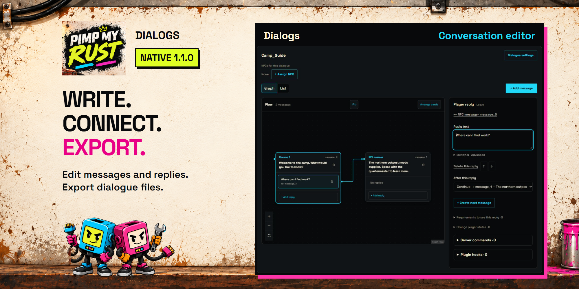 The current Dialogs conversation editor on PimpMyRust